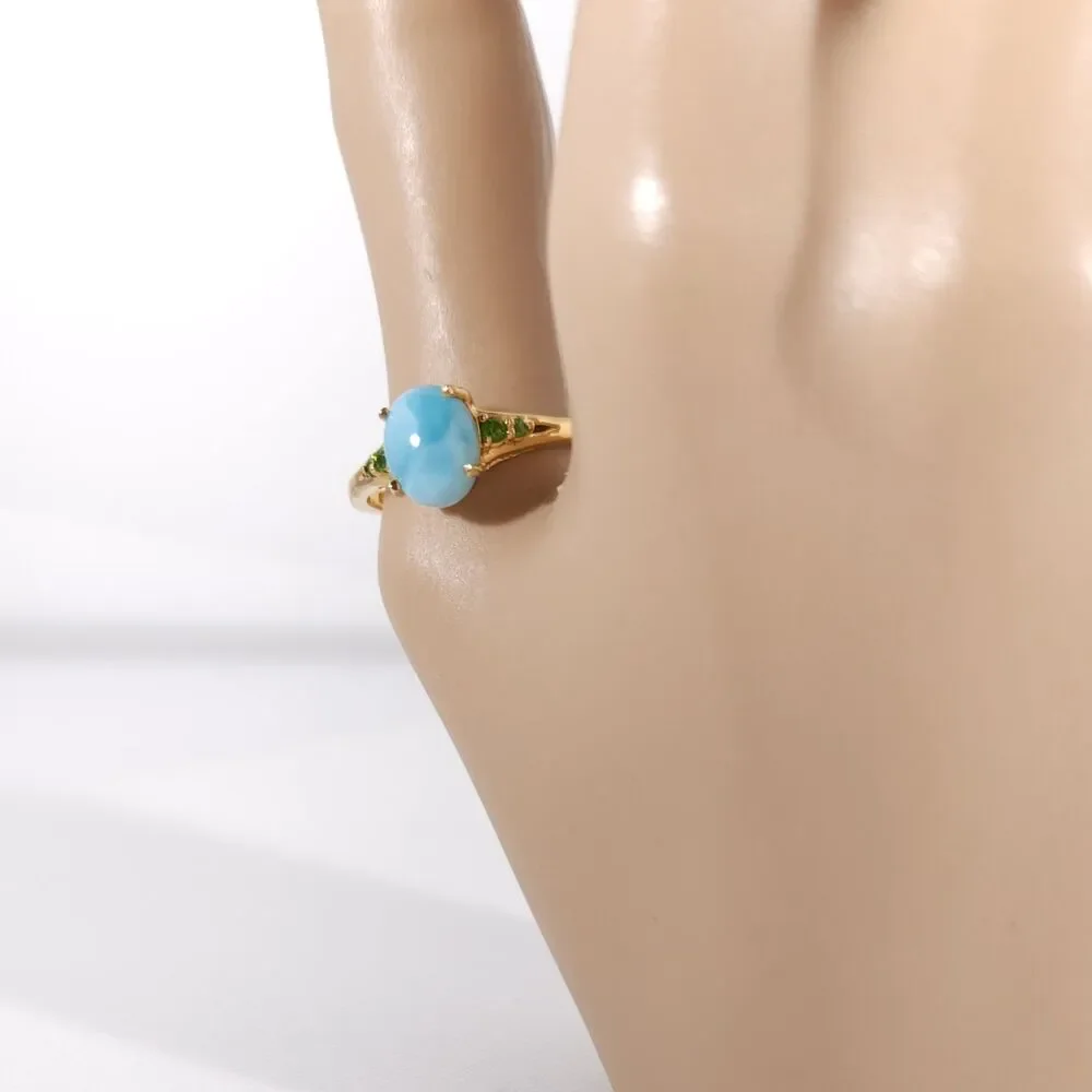 Larimar 1.9 Carats Ring Vermeil YG over Sterling Silver Size 10